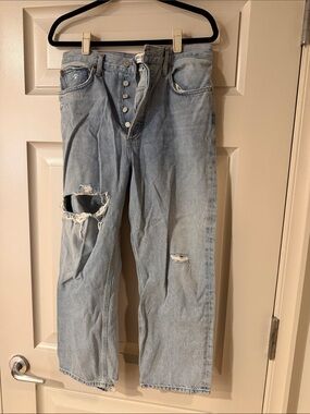 Agolde Light Wash Button-Fly Relaxed Straight Jeans